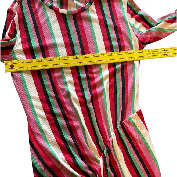 Zara Rainbow Striped Midi Dress Size M Long Sleeve Stretchy - Picture 7 of 7